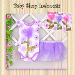 large PU363 Setelan Jumpsuit Rok Tutu Round Flower 70 Ungu